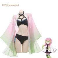 Japan Anime Demon Slayer Kimetsu No Yaiba Kanroji Mitsuri Cosplay Costume Women Sexy Swimwear Swimsuit Bikini Bathrobes Haori