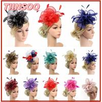 TIINSOO มีสไตล์ งานแต่งงาน ที่คาดผมตาข่ายดอกไม้ หมวกยอดนิยม fascinators หมวกกันน็อก หมวก fascinator ที่คาดผมดอกไม้ขนนก งานเลี้ยงน้ำชาค็อกเทล