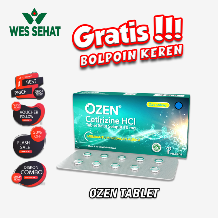 Ozen Tablet 10mg | 1 blister isi 10 tablet | meredakan alergi | Lazada ...