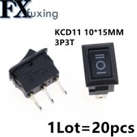 20PCS KCD11 3A 250V AC 3pin Power Switch 10*15MM Black 10x15 ON OFF ON 10X15 Rocker switch New Push Button Switch 10*15 mm 3P3T