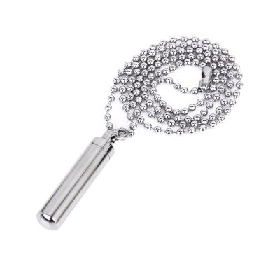 Stainless Steel Pill Case Holder Cylinder Cremation Urn Memorial Pendant Necklace Keepsake 49*9mm