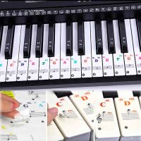 【2023】Piano Keyboard Stickers Colorful Transparent Piano Coach Stickers for 37 Full Set Removable Letter Piano Key Note