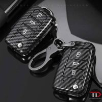 Angel 【TD】Carbon Fiber ABS Car Key Case For VW Volkswagen Polo Golf 4 5 6 7 T5 Passat B6 B5 Skoda Octavia A5 A7 Seat Leon Ibiza Ateca