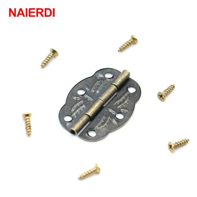 20pcs NAIERDI Bronze Hinges Decoration Jewelry Box Hinge With Screw For Vintage Door Cabinet Drawer Furniture Fittings Hardware