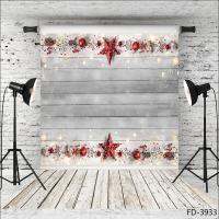 AWood Board Floor Wall Red Star Xmas Photophone การถ่ายภาพพื้นหลังเด็กทารกภาพสตูดิโอ Props BackdropsM