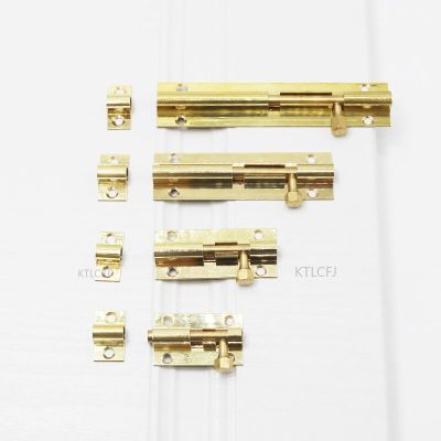 4 Size 1.5/2/3/4 Inch Selling Brass Doors Slide Latch Lock Bolt Latch Barrel Home Gold Color Top Gate Safety Hardware Screws Door Hardware Locks Metal