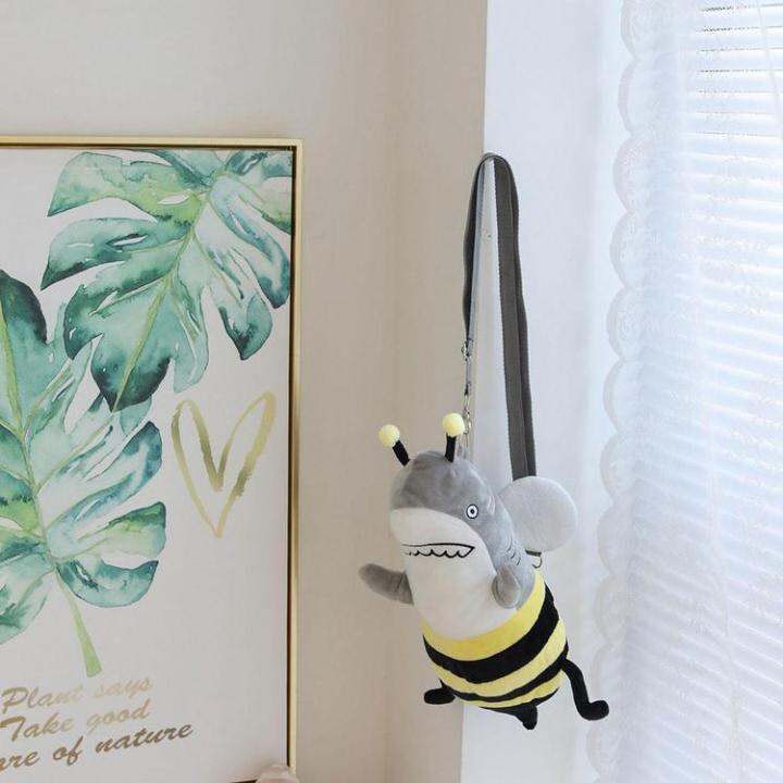 plush-shark-bee-purse-cute-yellow-bee-shark-plush-dolls-keychain-bag-cute-bee-shark-plush-dolls-keychain-bag-stuffed-animal-shark-plushie-bag-for-kids-gifts