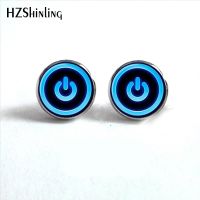 【YF】▦❀  NES-009  Btton Earrings Ear Computer Jewelry Glass Stud HZ4