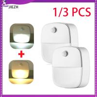 JIEZH 1/3Pcs มินิมินิ ไฟเซ็นเซอร์การเคลื่อนไหว ไร้สายแบบไร้สาย อัจฉริยะอัจฉริยะอัจฉริยะ ไฟกลางคืน LED ของใหม่ ใช้พลังงานแบตเตอรี่ AAA โคมไฟเหนี่ยวนำร่างกาย ผนังห้องนอน