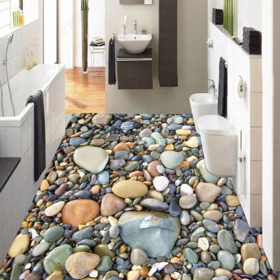 3D Stereo Stone Pebble Floor Wallpaper Bathroom Living Room PVC Self-Adhesive Waterproof Mural 3D Tiles Floor Sticker Home Decor