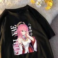 【New】Yae Miko เสื้อ100% Cotton เสื้อยืด Kawaii พิมพ์เสื้อสำหรับสาวเกมกราฟิก Tee-เสื้อ Genshin Impact T เสื้อเสื้อผ้าฤดูร้อน