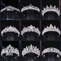 Silver Color Luxury Baroque Crystal Crown Tiara For Women Bride Queen Headpiece Tiaras Bridal Wedding Hair Jewelry Accessories