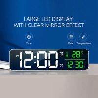 2X Fashion Living Room Digital Display LED Digital Perpetual Calendar Clock Luminous Silent Electronic Alarm Clock White