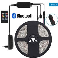 【❂Hot On Sale❂】 xiaopingyyou123 ไฟแถบไฟ Led บลูทูธ Rgb 5050 Smd ริบบิ้นยืดหยุ่น Rgb ไฟ Led Strip 5M 10M 15M เทปบลูทูธควบคุม Dc 12V 24V