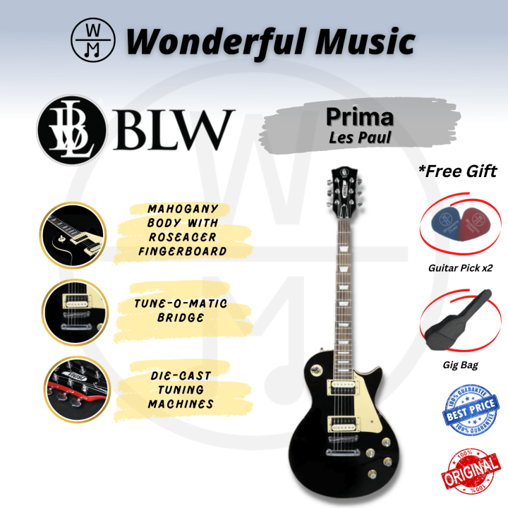 BLW Prima Les Paul Style Electric Guitar, Black Lazada