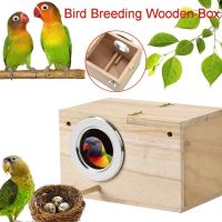 Parrot Breeding Box For Lovebirds Parrotlets Mating Hole Wood Durable Wooden Bird Left/right Parakeet House Opening N A9Q7