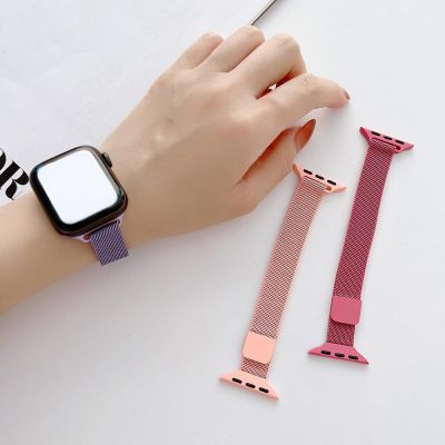 Slim magnetic loop For Apple watch 8 7 band 41mm 45mm 38mm 42mm 40/44mm Strap stainless steel bracelet iwatch series 3 4 5 6 se Straps