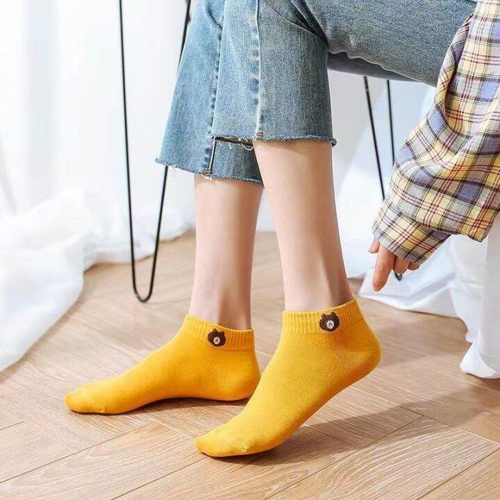 24hour delivery】】Women Bear Socks Color Shipped Randomly A Pair Cute