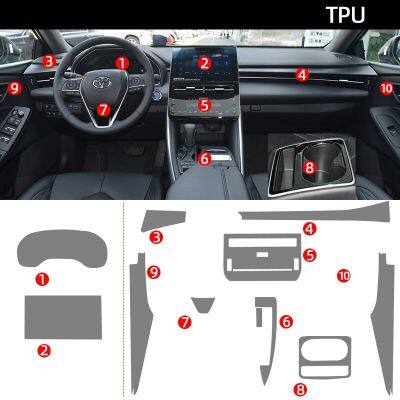 ฟิล์มใส Tpu สำหรับ Toyota Avalon 2022 2023สติกเกอร์ภายในรถยนต์ศูนย์นำทางคอนโซลเกียร์แผงด้านหลังแผงประตู AC