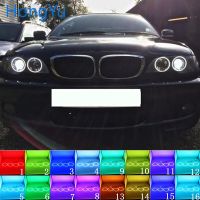 ไฟหน้า Rgb หลายสี Led แหวนเฮโลตานางฟ้า Drl Rf รีโมทคอนโทรลสำหรับ Bmw E46 2004 06อุปกรณ์เสริมไฟหน้าโปรเจคเตอร์