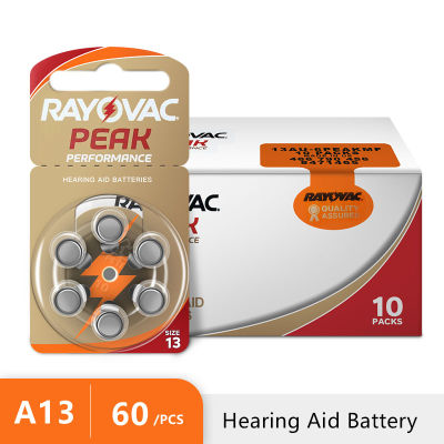 60Pcs Hearing Aid Batteries A13 13A 13 P13 PR48 Rayovac Peak UK 1.45V Zinc Air CIC BTE Hearing Aids Sound Amplifier