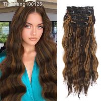 Synthetic 180g 11 Clips In Hair Extensions Long Straight Hair Clips in High Temperature Fiber Blonde Brown Hairpiece For Women