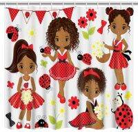 【Bathroom sale】 Afrocentric FabricDark-Skinned Blackwith Ladybugs กันน้ำ