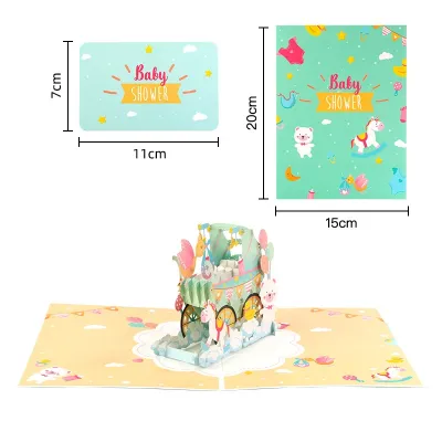 1PC 20x15cm Birthday Card For Kids 3D Pop Up Baby Shower Card Party Balloons Greeting Cards Anniversary Handmade Gifts