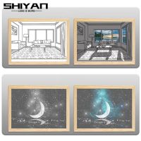 INS Led Light Painting USB Plug Dimming Wall Decor for Coffee Store Hotel Indoor Artwork Sunlight Wooden Lamp Photo Luminous