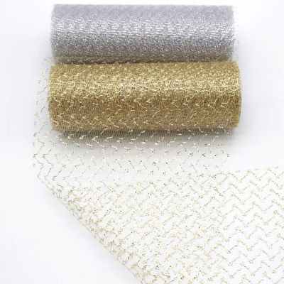 15cm gold/silver mesh silk ribbon 10 yards DIY handmade materials crafts hair bow bow peng peng skirt tulle wedding decoration Gift Wrapping  Bags