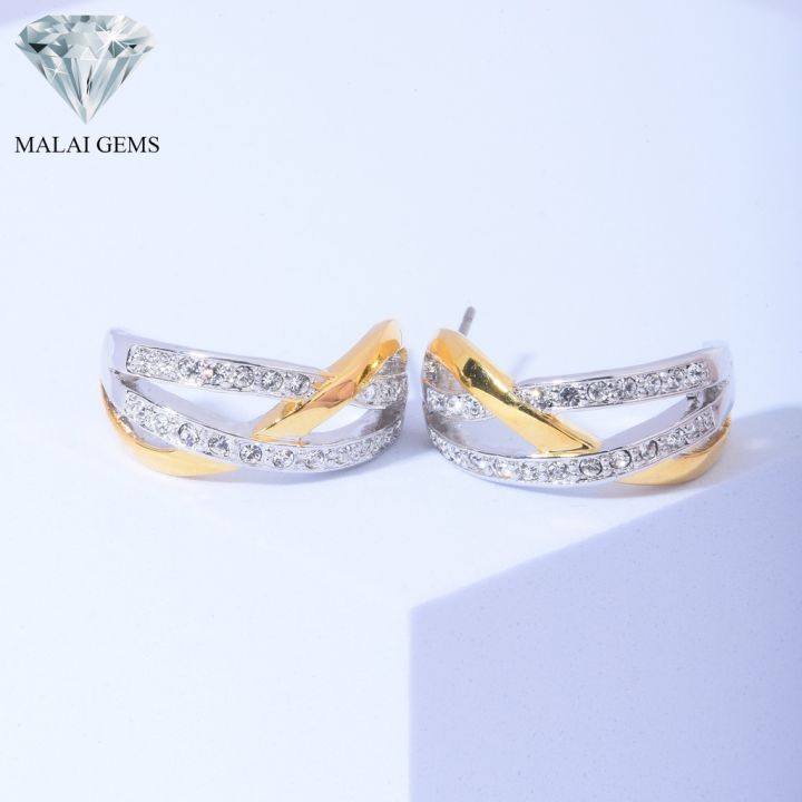 malai-gems-ต่างหูเพชร-เงินแท้-silver-925-เพชรสวิส-cz-เคลือบทองคำขาว-รุ่น-44000346-แถมกล่อง-ต่างหูcz-ต่างหูเงินแท้