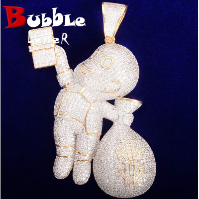 No Chain Boy Hand Carrying Dollar Bag Pendant Mens Hip Hop Rock Necklace Charm Street Jewelry