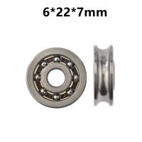 10pcs / 50pcs U Groove Radian Radius 2.5mm Guide Wheel 6 * 22 * 7mm Steel Pulley ลูกกลิ้งความเร็วสูง Uncovered Roller 6x22x7mm