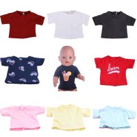 Solid Doll Color T-Shirt For 43Cm Baby Reborn Items Clothes 18 Inch Americn Doll Accessories Mul-colors Pure Cotton DIY Toy Gift Hand Tool Parts Acces