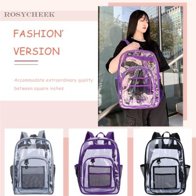 (Flash-Sale) Rosycheek กระเป๋าเป้ สะพายหลัง แบบใส ขนาดใหญ่ แฟชั่นสําหรับสตรี นักเรียน
 (ได้เฉพาะ: Black) Yummy!