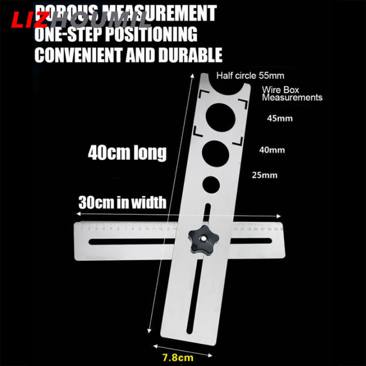 lizhoumil-เครื่องมือวัดตำแหน่งกระเบื้อง-สแตนเลสอเนกประสงค์ปรับได้เจาะไม้บรรทัดวัดมุมกระเบื้องเครื่องมือสำหรับตกแต่งบ้านทำงาน