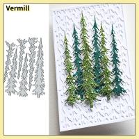 VERMILL 6pcs/Set เงินสีเงิน ไดคัทคริสต์มาส ต้นคริสมาสต์ โลหะสำหรับตกแต่ง แม่พิมพ์ตัดต้นไม้ แม่พิมพ์ลายฉลุ สนทรี แม่พิมพ์ตัดโลหะ อัลบัมภาพ