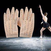 รูปผู้หญิง Miracle Shining ถุงมือเล่นสเก็ตเด็กผู้หญิงกับ Rhinestones สำหรับการแข่งขันการแสดง