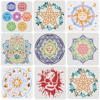 Chakra Symbol Reusable Stencils Yoga Meditation Painting Stencil DIY Art Craft Mandala Template for Wall Canvas Furniture Floor Furniture Protectors