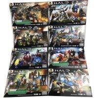 Mega Bloks 125Pcs Halo ตุ๊กตาขยับแขนขาได้บล็อกตัวต่ออะนิเมะ Promethean Warriors ชุดบล็อกตัวต่อชุดคอลเลกชันของขวัญของเล่น