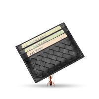 New Genuine Leather Weave Men Women Uni Wallets Credit ID Card Holder Mini Wallet Case Purse Hand-Woven