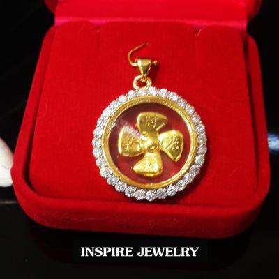 INSPIRE JEWELRY    จี้กังหันแชกงหมิวล้อมเพชร งานจิวเวลลี่ ขนาด 2x2cm. พร้อมสร้อยคอทอง 18