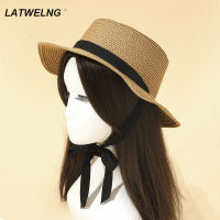 [hot]2022 Long Ribbon Decor Straw Hat For Women Summer Boat Hats Ladies Holiday Beach Hats Wholesale