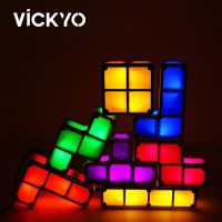 VICKYO LED Night Light Children DIY Stackable Block Cube Lamp Desktop Ambient Light For Bar Games Room Bedroom For Kids Gifts Night Lights