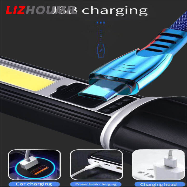 lizhoumil-ไฟฉายแสงกลางแจ้งกันน้ำแบบชาร์จ-usb-เดินป่าตั้งแคมป์โคมไฟ-cob-ไฟฉายฉุกเฉินข้าง