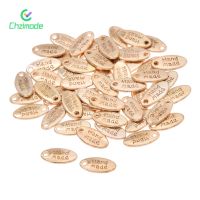 50PCS Metal Letter Labels Gold Handmade Tags For Garment Bags Rectangular Oval DIY Sewing Tags Clothes Decoration Accessories Stickers Labels