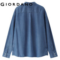 GIORDANO Women Shirts Tencel Lightweight Long Sleeve Denim Shirts Classic Loose Solid Color Fashion Casual Denim Shirts 05343107TH