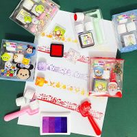 4pcs/set Cartoon Roller Stamp with Handle Graffiti Toy Kids Painting Gift Box