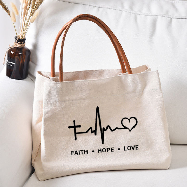 faith-hope-love-พิมพ์ผู้หญิง-lady-beach-กระเป๋าผ้าใบ-tote-กระเป๋ากระเป๋าถือกระเป๋าทำงานกระเป๋าช้อปปิ้งกระเป๋าโบสถ์-dropshipping