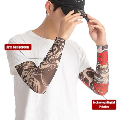 2PCS Arm Sleeves For Men Women Seamless UV Sun Protection Cooling Fake Tattoos Sleeves For Cycling Fishing Golf Sleeves